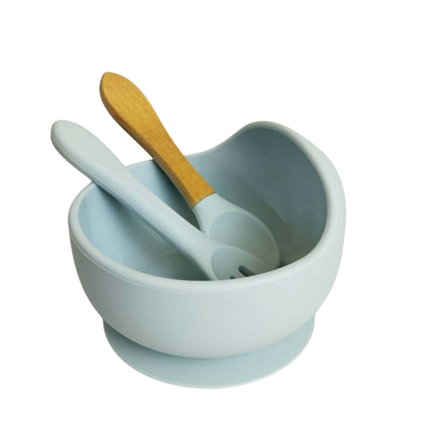 BOWL + CUBIERTO EN SILICONA ADHIERE A LA SUPERFICIE