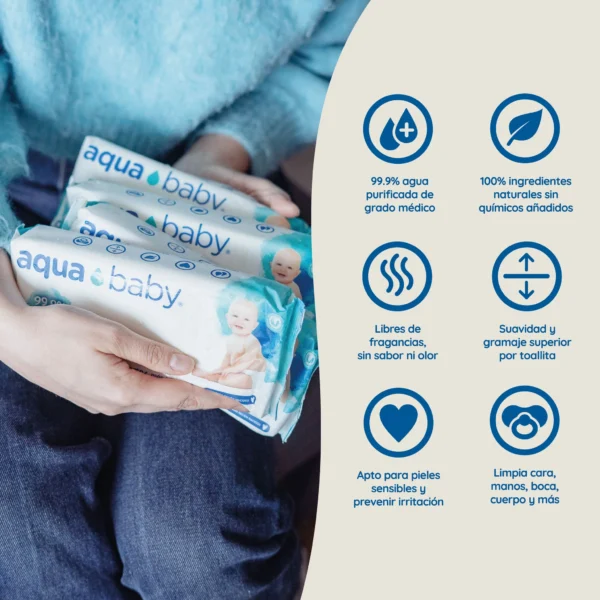 Toallitas Húmedas Aqua Baby 4 Bolsas de 60 unidades - Image 3