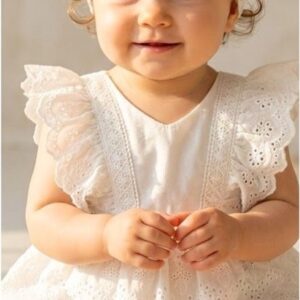 VESTIDO ENCAJE BEIGE CON DIADEMA